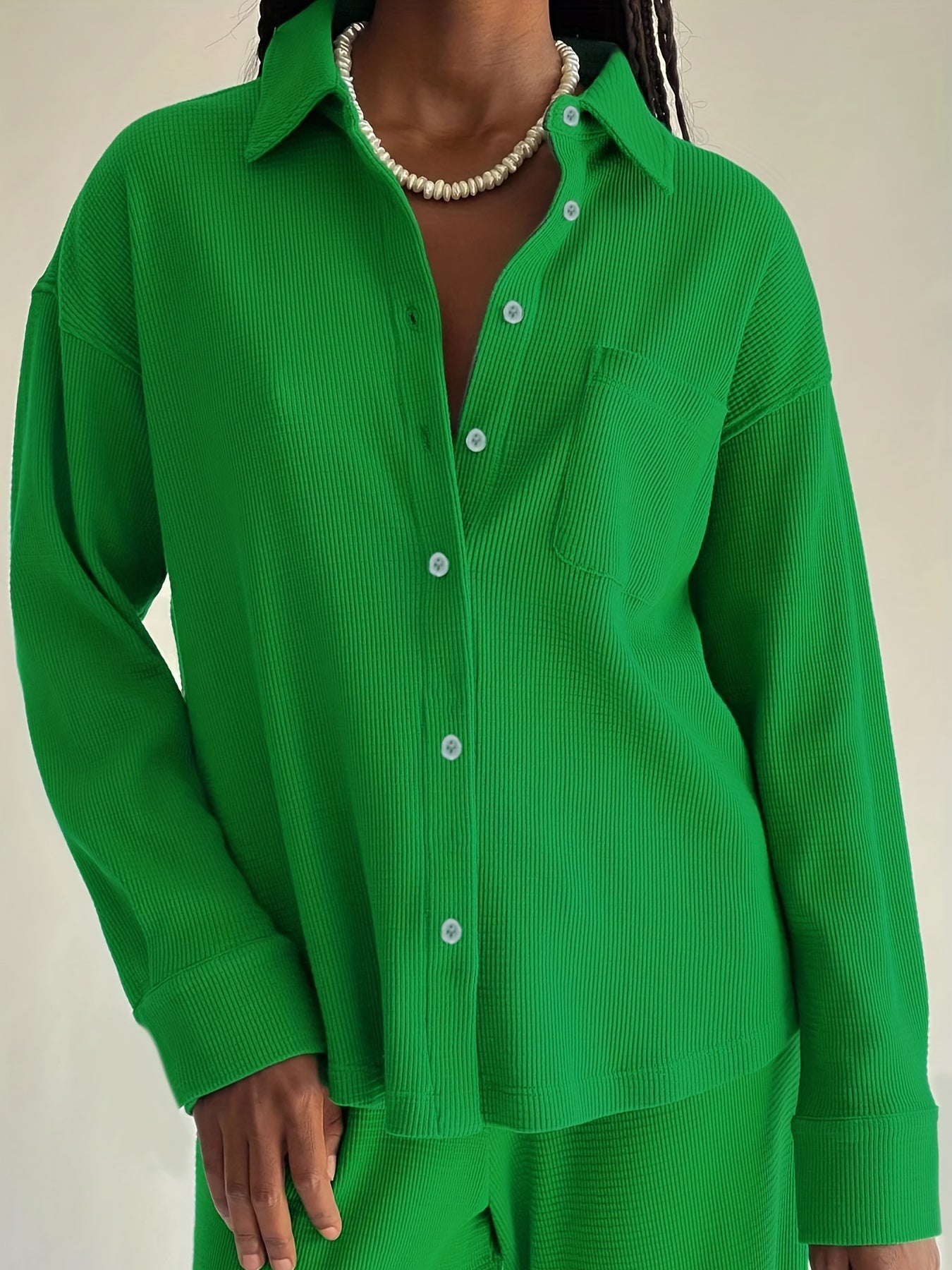  Thermal Outfit Set Women's Solid Long Sleeve Top & Elastic Pants