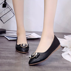 Women's Bowknot Rhinestone Flat Shoes Pointed Toe Slip On Soft Sole Flats