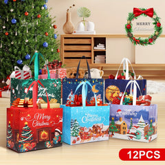 12pcs Christmas Gift Bags Large Xmas Party Favors Tote Bags With Handles