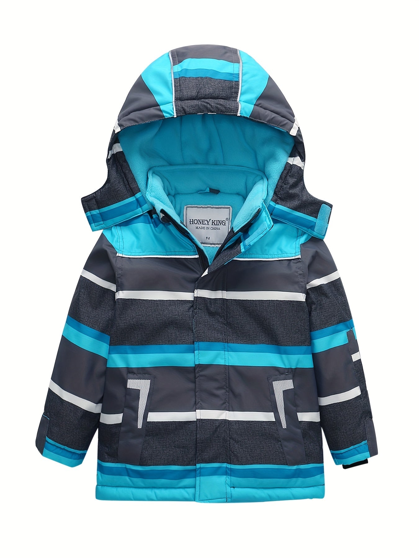 Boys Striped Ski Jacket Winter Snowboarding Coat