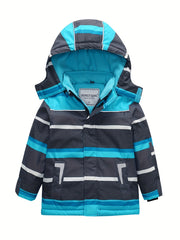 Boys Striped Ski Jacket Winter Snowboarding Coat