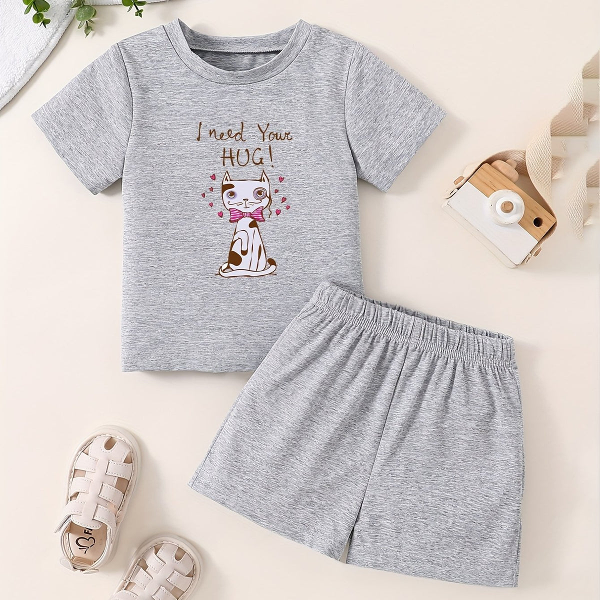 Toddler 2pcs Bottoming Set Short Sleeve T shirt & Shorts