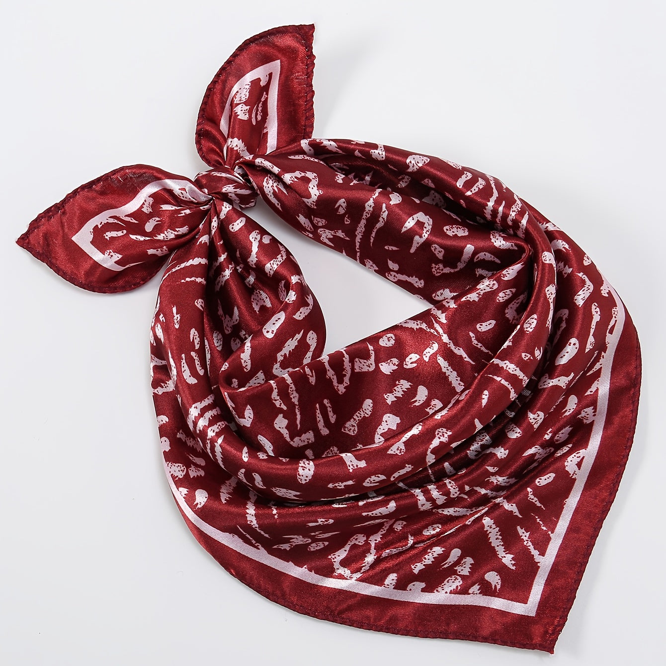 Small Square Satin Scarf Solid Graffiti Leopard Print Head Wrap Hair Accessories