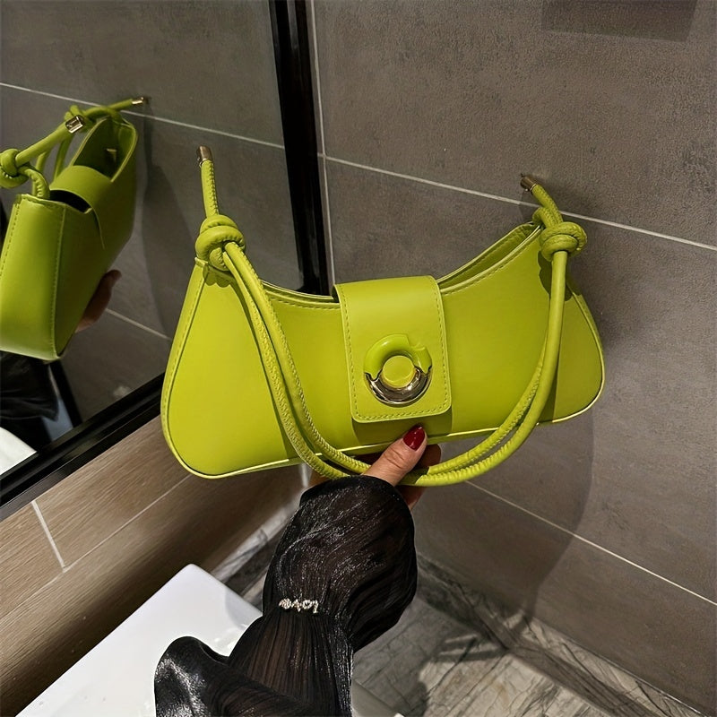 Vintage Underarm Bag PU Shoulder Bag Women's Casual Crescent Hobo Handbag