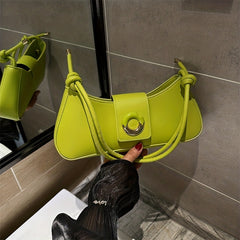Vintage Underarm Bag PU Shoulder Bag Women's Casual Crescent Hobo Handbag