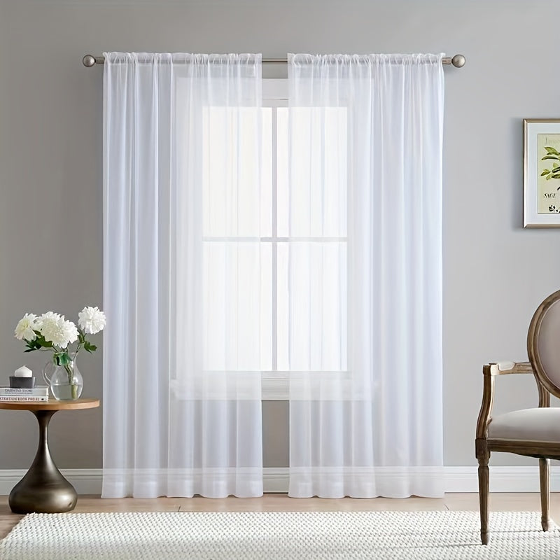 2 Panels Chiffon Sheer Curtains for Bedroom & Living Room