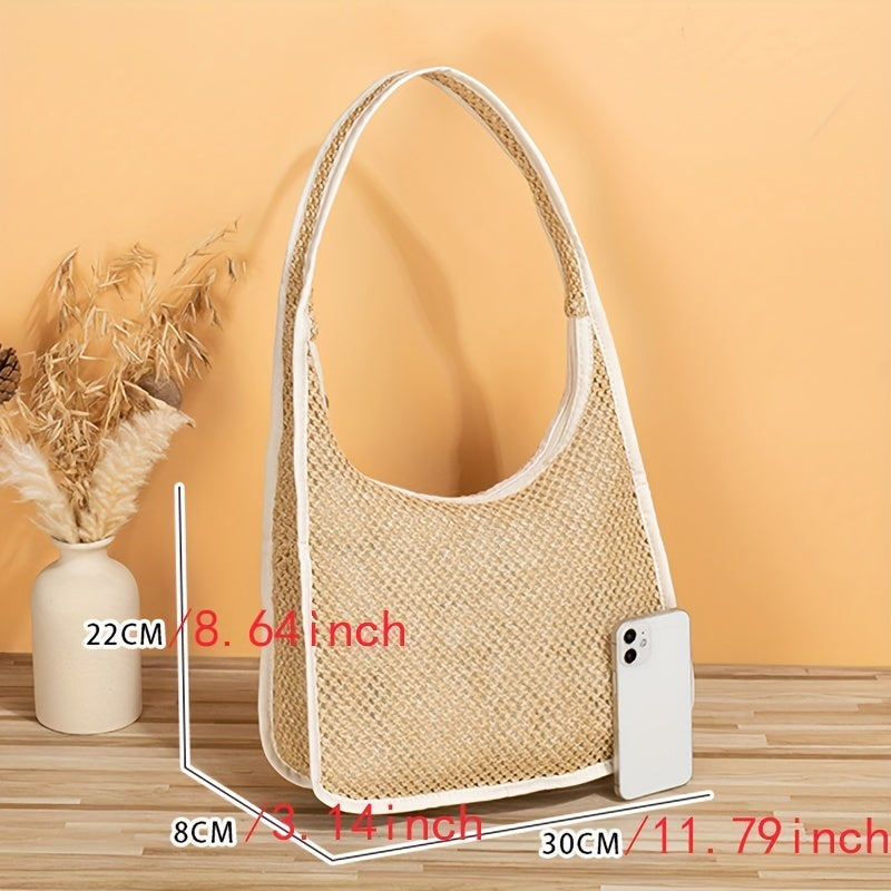 Minimalist Straw Hobo Shoulder Bag Bohemian Woven Bag Holiday All Match