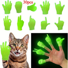 30pcs Glow in the Dark Green Mini Hands Rubber Finger Puppets
