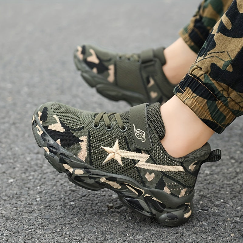 Boy's Camo Military Style Sneakers Comfy Soft Sole Shoes