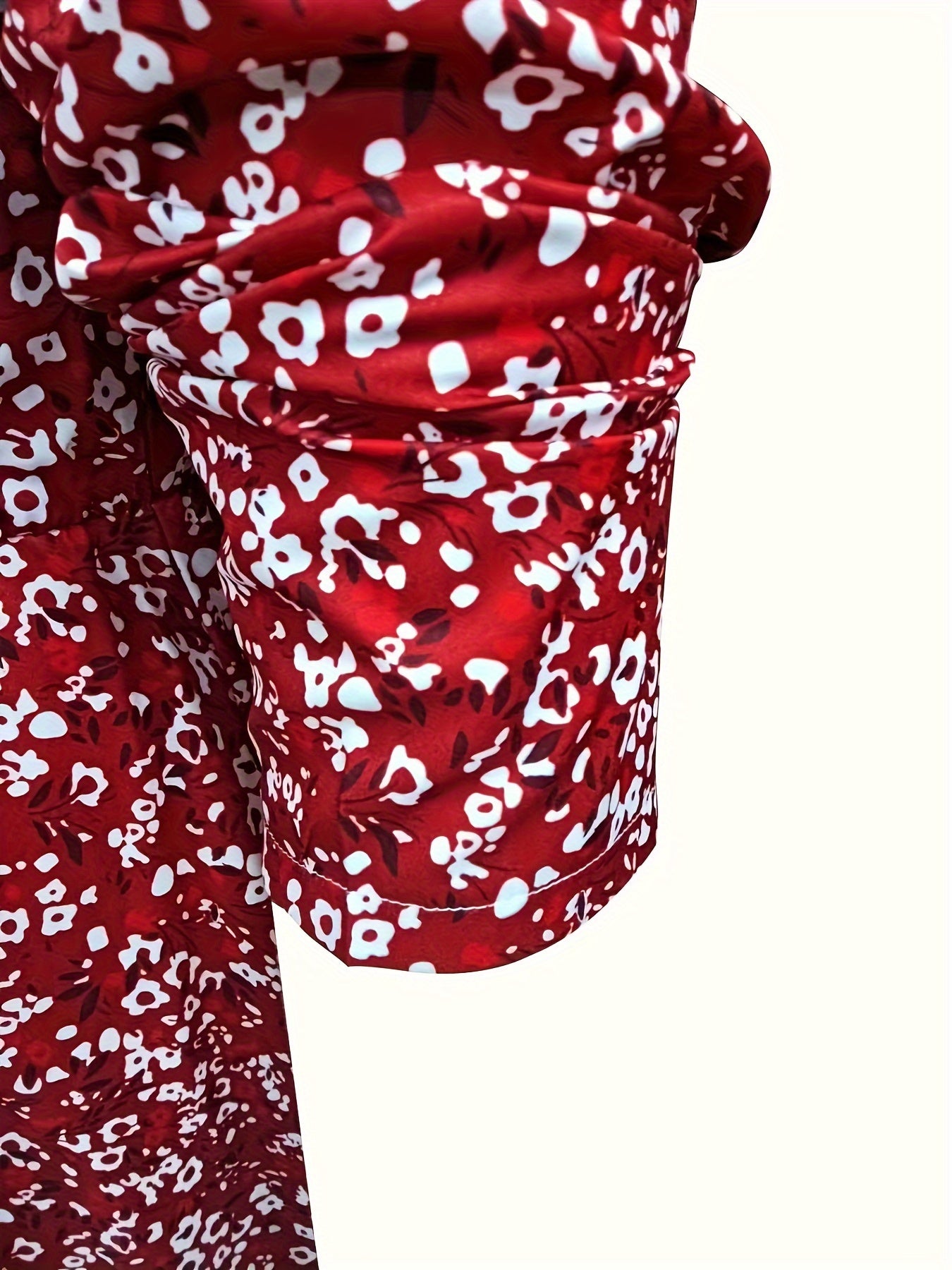  Boho Floral Print Long Sleeve Dress With Pockets