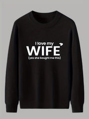 Funny I Love My Wife Pattern Men's Sweater