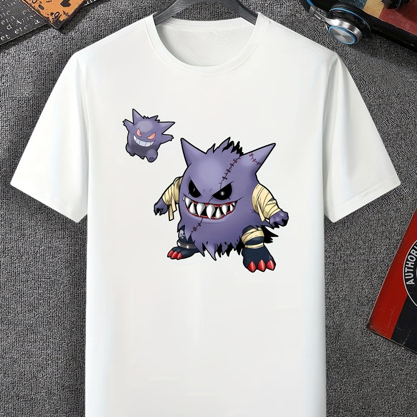 Little Monster Print Men's Comfy T shirt Active Slightly Stretch