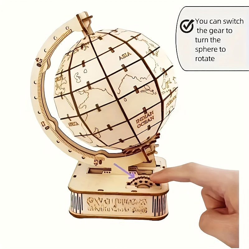 DIY 3D Wooden Globe Puzzle Kit Apricot - Great Gift for Friends