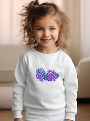 Girls Letters Pattern Crew Neck Sweatshirt For Spring Fall Christmas Gift