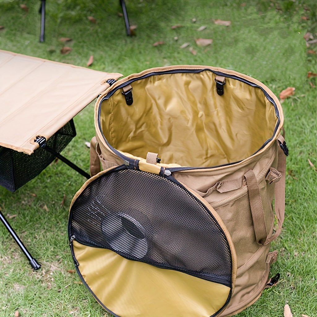 Portable Collapsible Rubbish Bin Zipper Lid Outdoor Camping Picnic