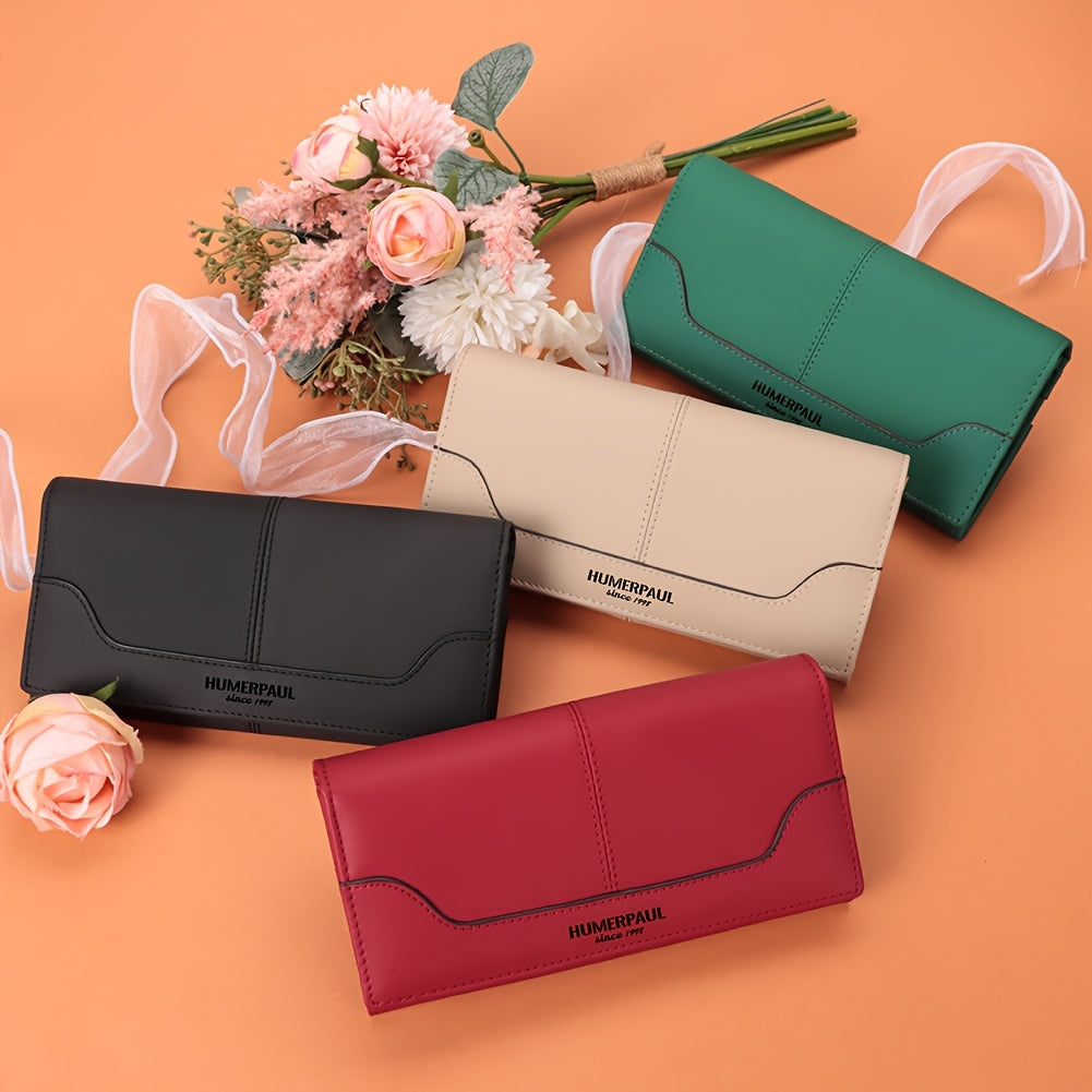 Women's Long Wallet Leather Functional Large Capacity Snap Closure