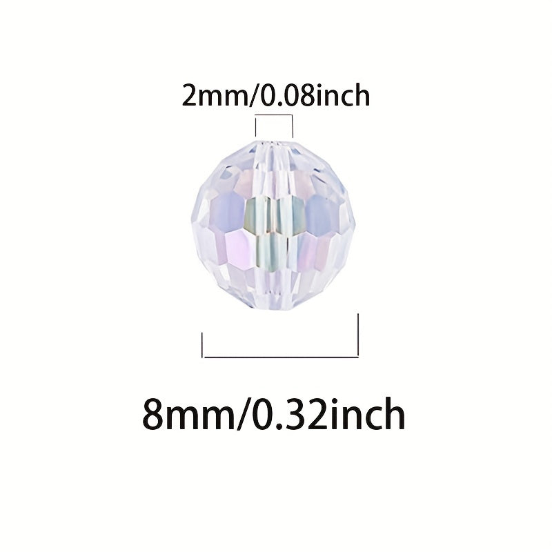 8mm Round Glass Beads AB Colour Faceted Crystal Spacer Beads Assortments