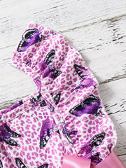 Butterfly Print Ruffle Sleeve Rompers for Kids