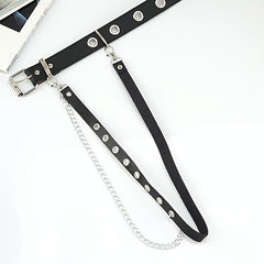 Women Chain Strap Belt Gothic Adjustable Pu Leather Belt Women Punk