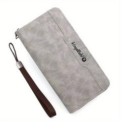 Men's Leather Zipper Business Clutch Bag Large Capacity Purse Wallet