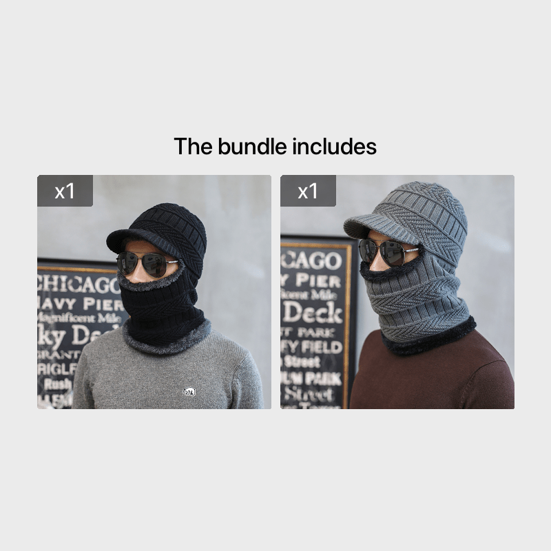 Men's Winter Fleece Beanie Scarf Set