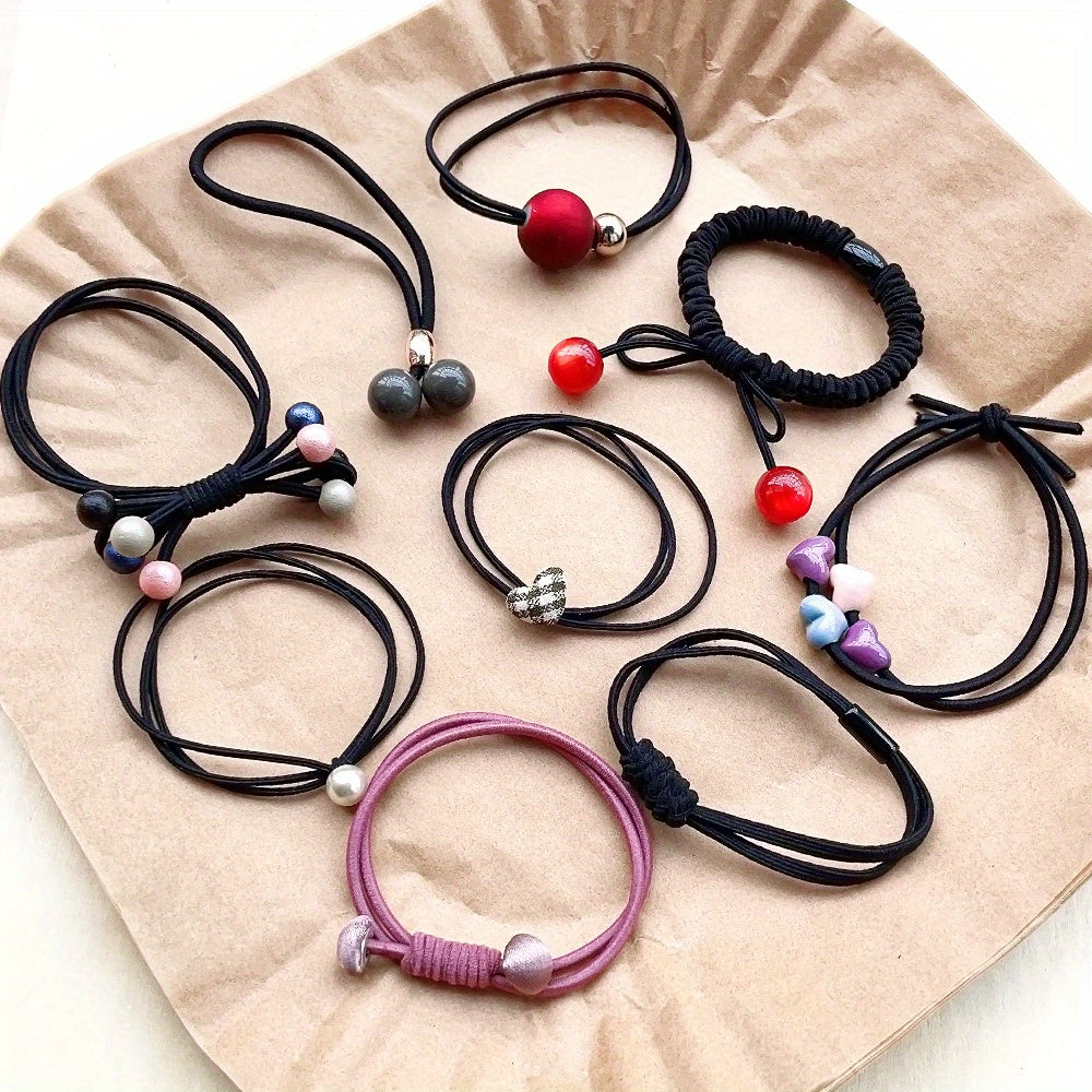 Colorful Heart Hair Tie Elastic Hair Rope Ponytail Holder Hair Accessories