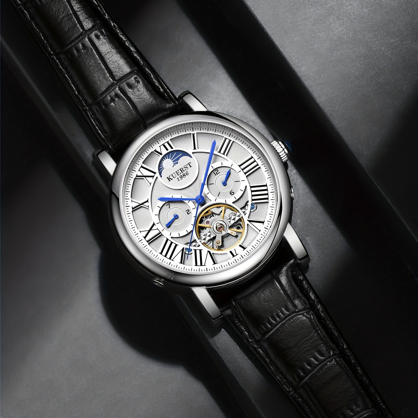 KUERST Teen Watch Automatic Mechanical Waterproof Fly Wheel Watch