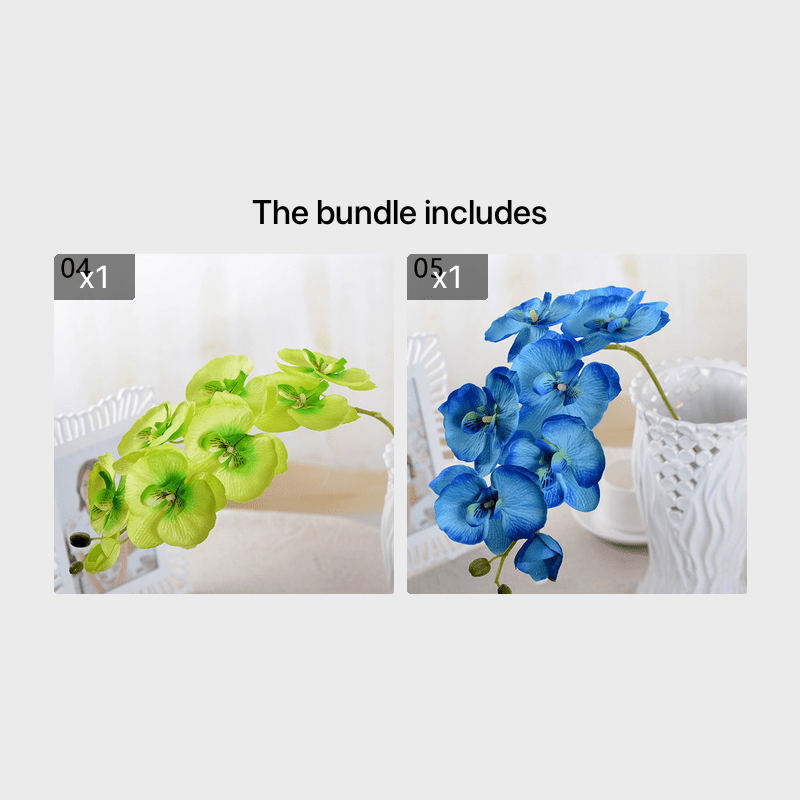 8 Heads Artificial Orchids Simulation Flowers Waterproof Faux Floral