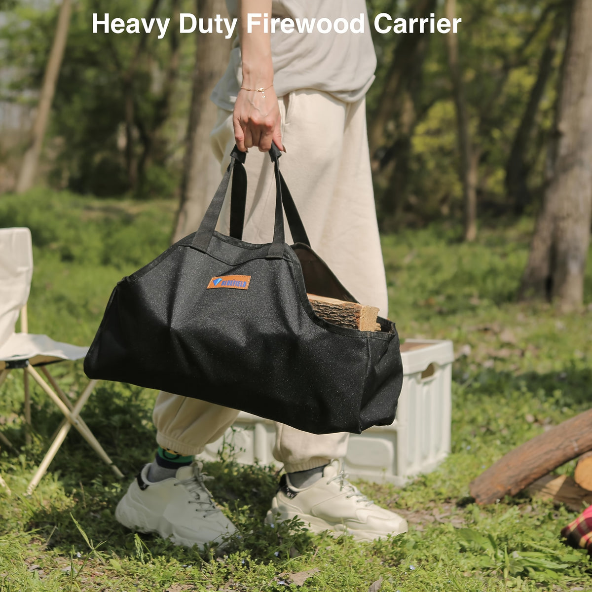 Durable Firewood Storage Bag for Camping Indoor Outdoor Use