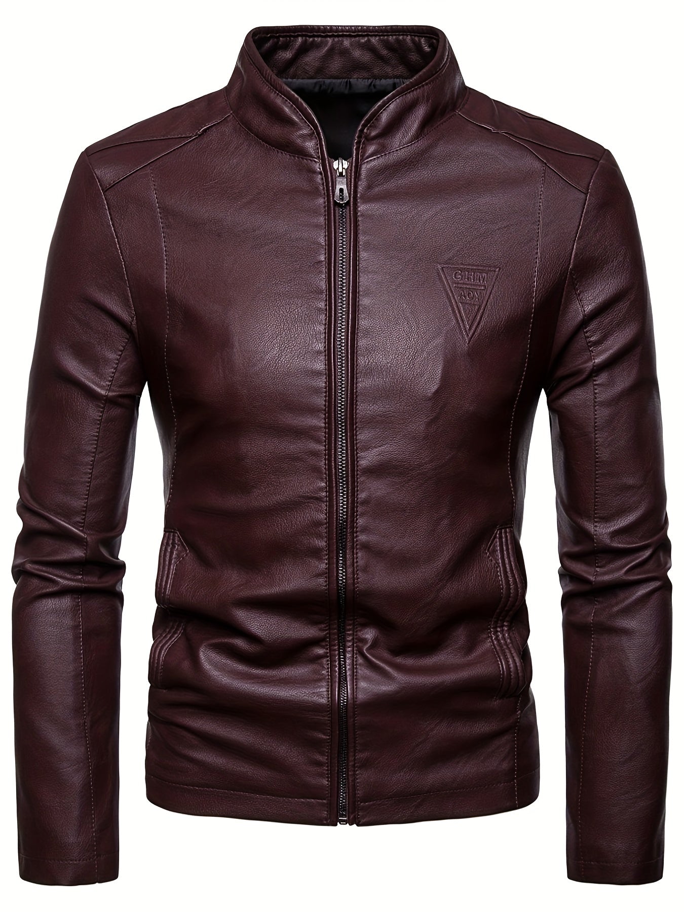 Men's Classic PU Zip Up Faux Leather Jacket