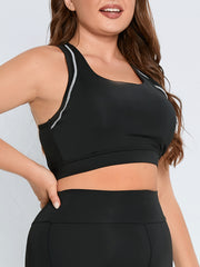  Colorblock Round Neck Cut Out Sports Bra