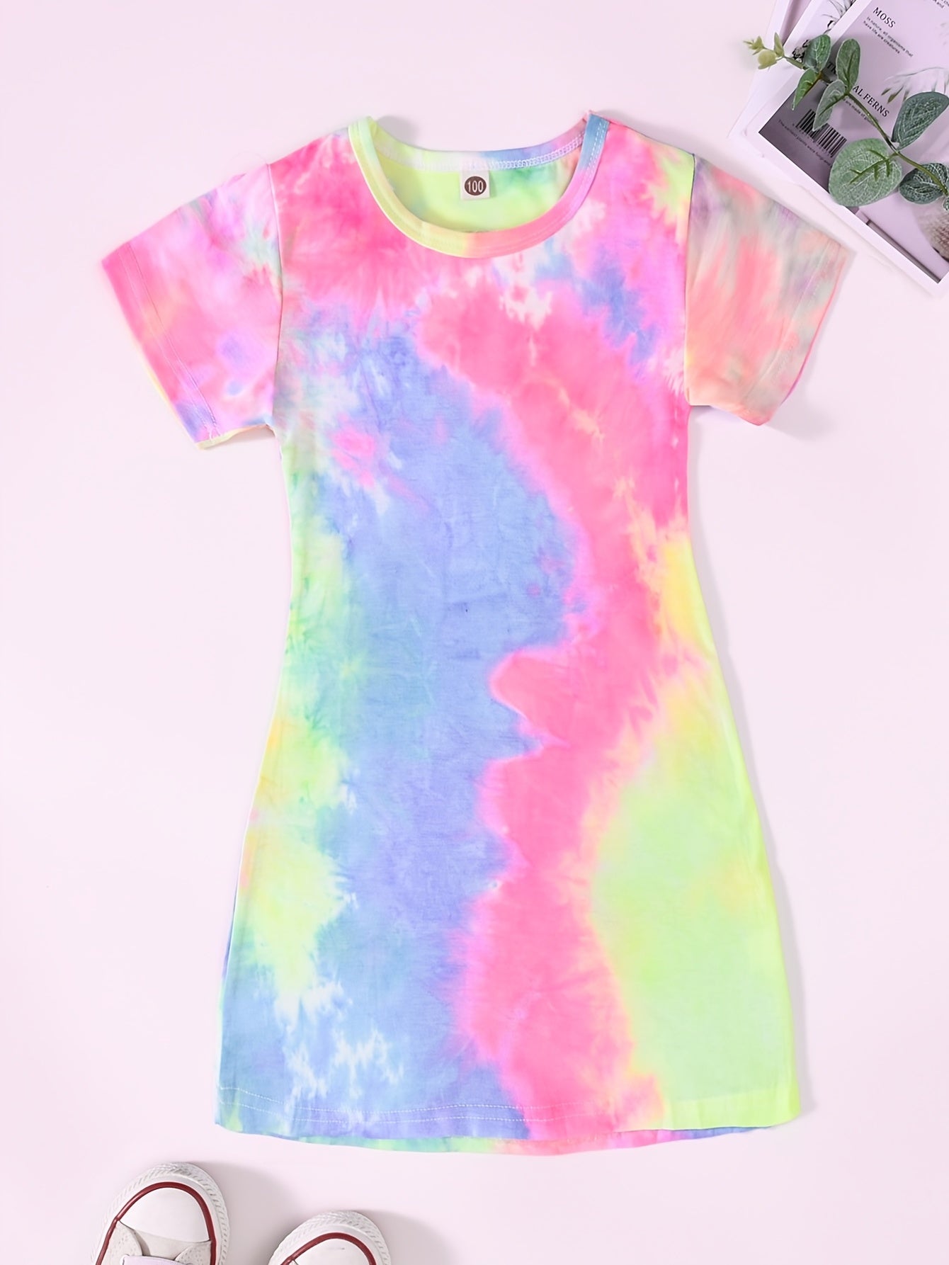 Colorful Tie Dye Print Slim Fit Dress for Summer Party