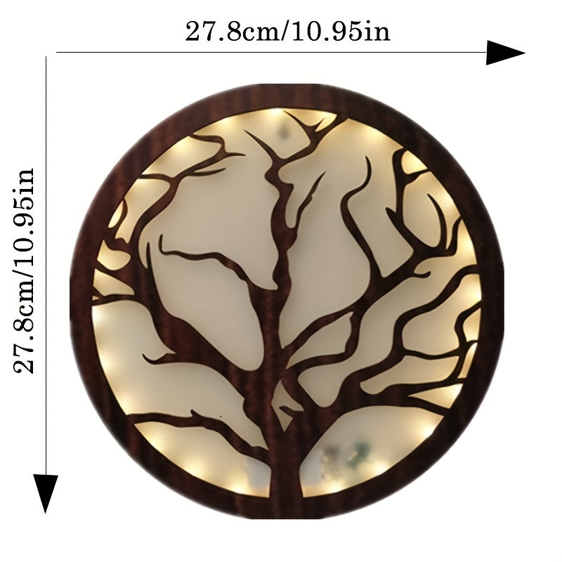 LED Tree Of Life Shape Lamp Retro Wooden Home Decoration
