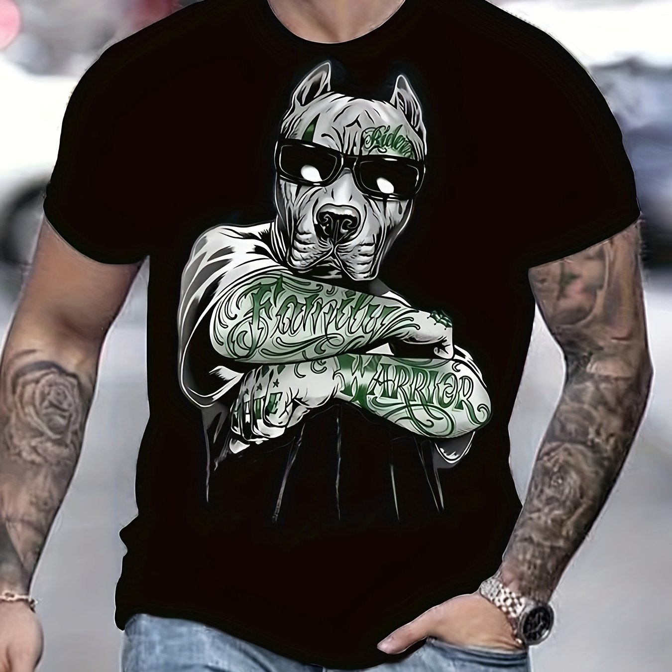 Animal 3D Print Men's Short Sleeve T-Shirt Graphic Tee