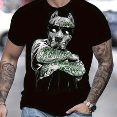 Animal 3D Print Men's Short Sleeve T-Shirt Graphic Tee