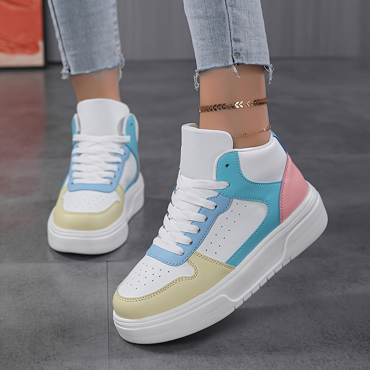 Women's High Top Skate Shoes Wear Resistance Non Slip Chunky Sneakers
