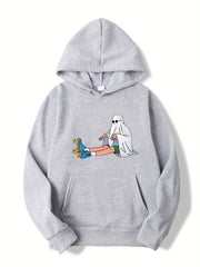 2pcs Pattern Print Boys Casual Pullover Hooded Sweatshirt