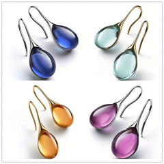 Men's Drop Shape Inlaid Opal Earrings - Four Colors Gemstone Earrings