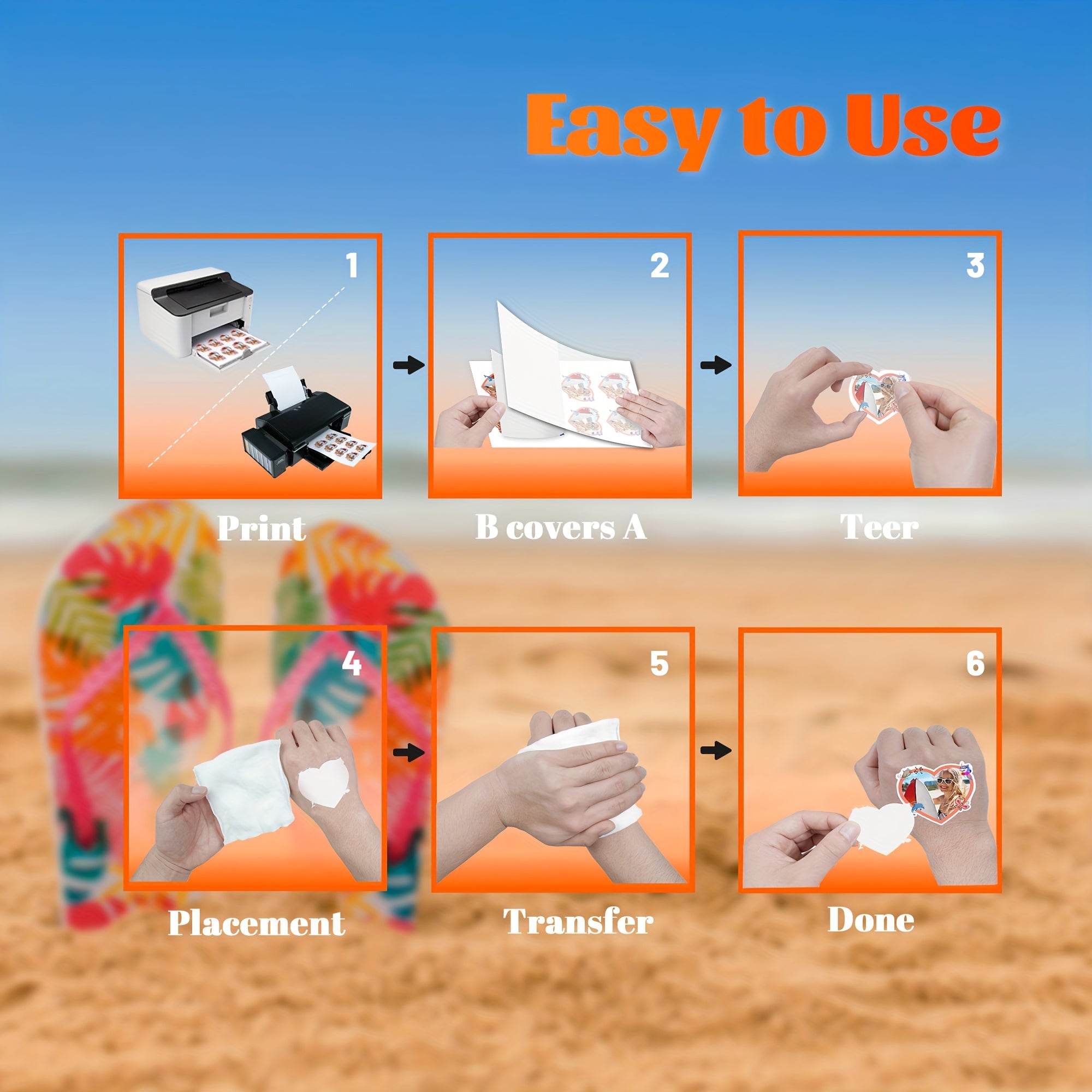 10pcs Transfer Temporary Tattoos For Men Women A5 Tattoo Printing Paper