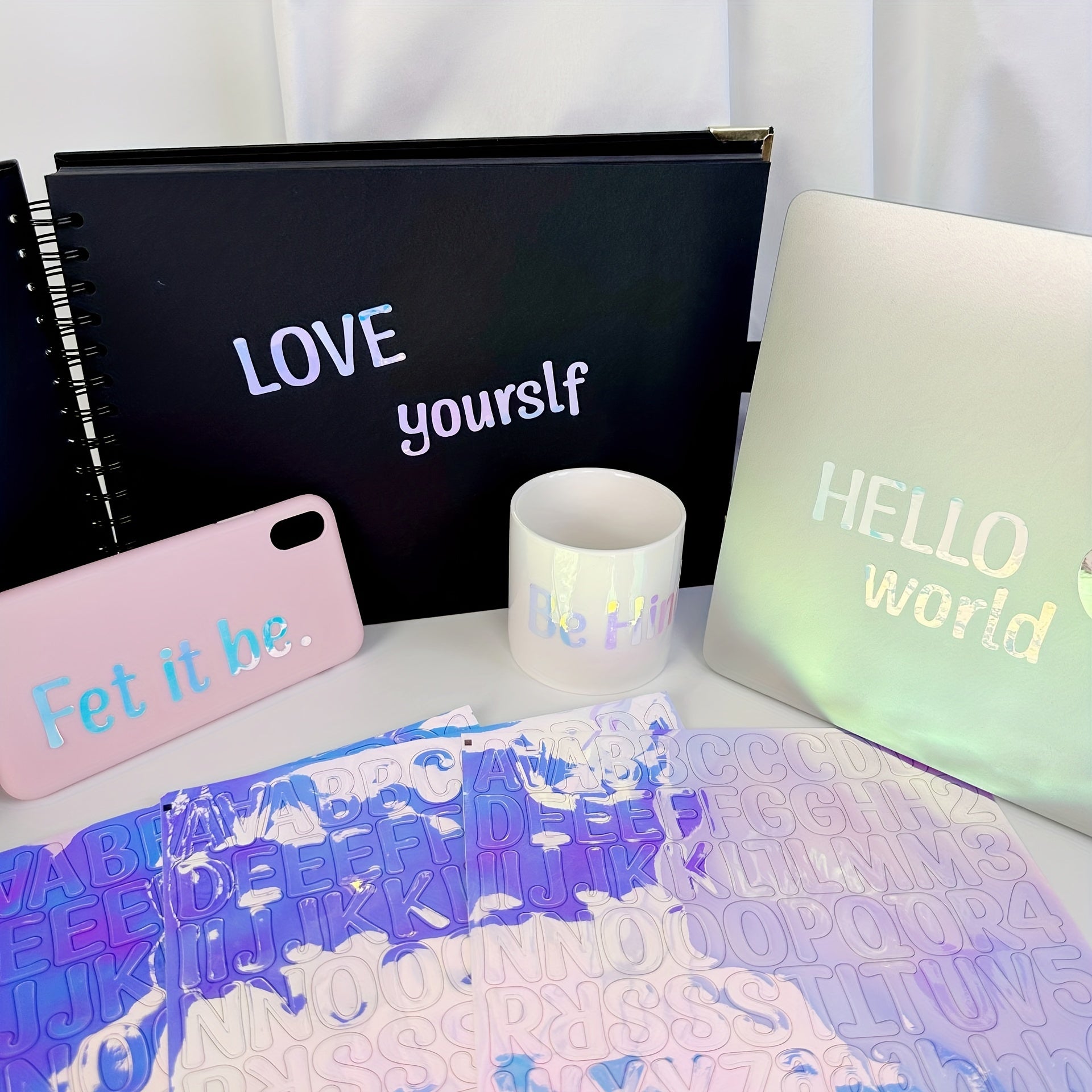2pcs Colorful Waterproof Letter Stickers Name Cup Gift Mobile Phone DIY