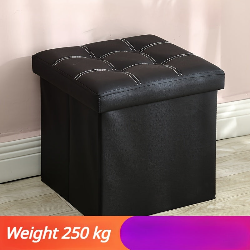 Multifunctional Folding Storage Stool Ottoman Marble Pattern