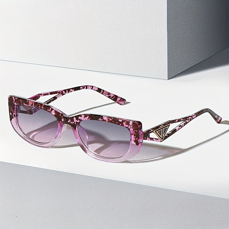 Block Frame Sunglasses For Women Men Y2K Triangle Decor Hollow Temple Glasses