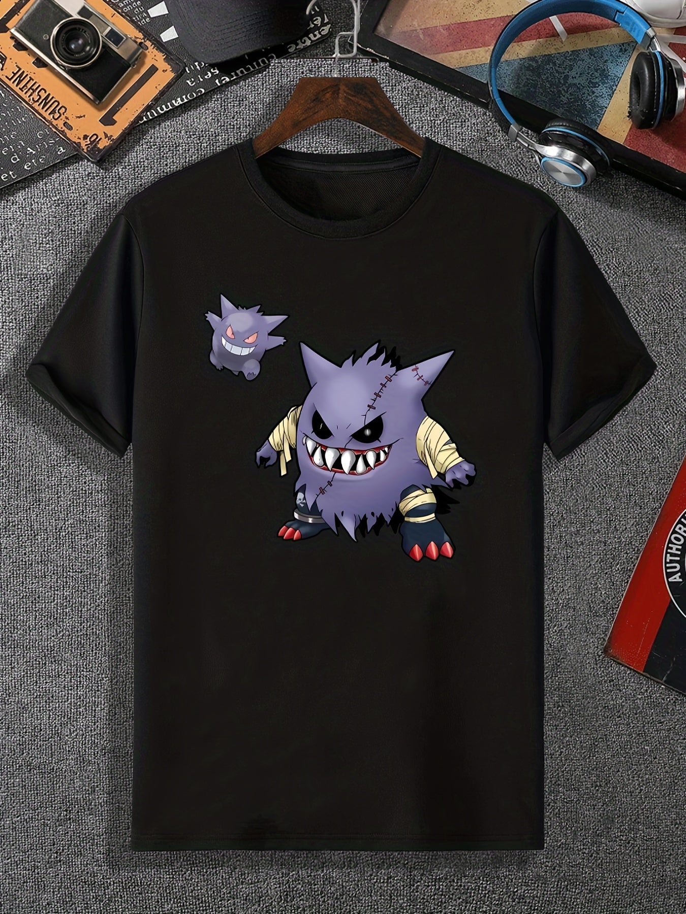Little Monster Print Men's Comfy T shirt Active Slightly Stretch