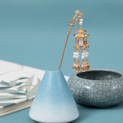 Luminous Lantern Tassel Hair Pin Vintage Bun Holder Headwear Cheongsam Accessory