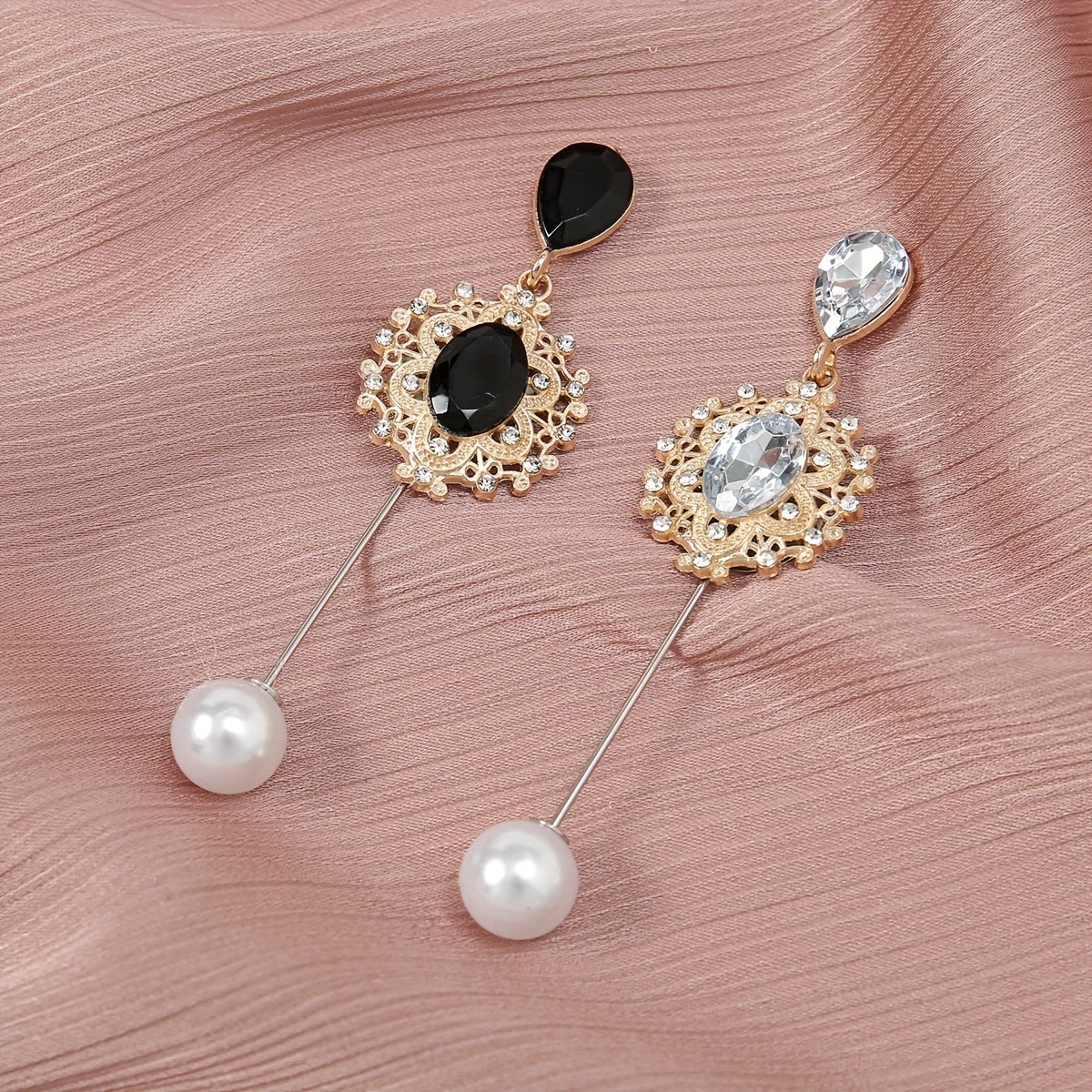 Faux Pearl Rhinestone Pin Brooches for Scarf Dresses