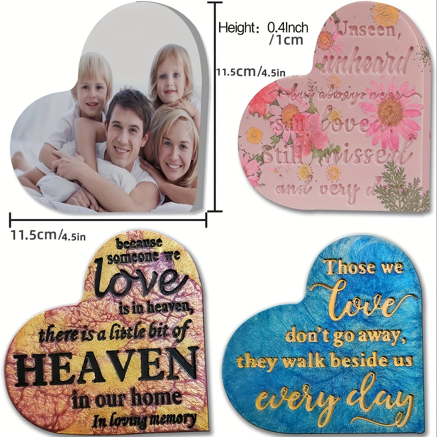 4Pcs Heart Sign Resin Molds Epoxy Resin Silicone Mould DIY Craft