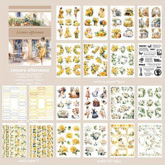 Die Cut Retro Flower & Grass Character Sticker Book - 20 Sheets