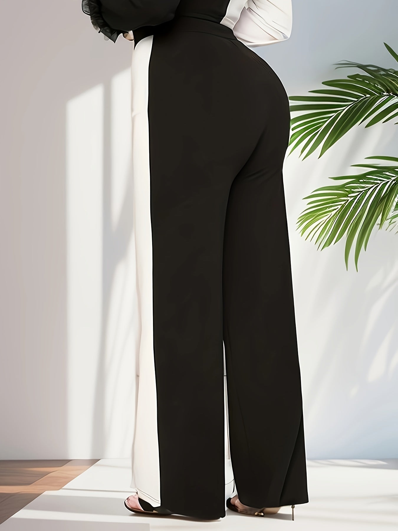  Colorblock High Rise Wide Leg Trousers