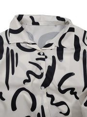  Graffiti Print Long Sleeve Shirt & Pants Set