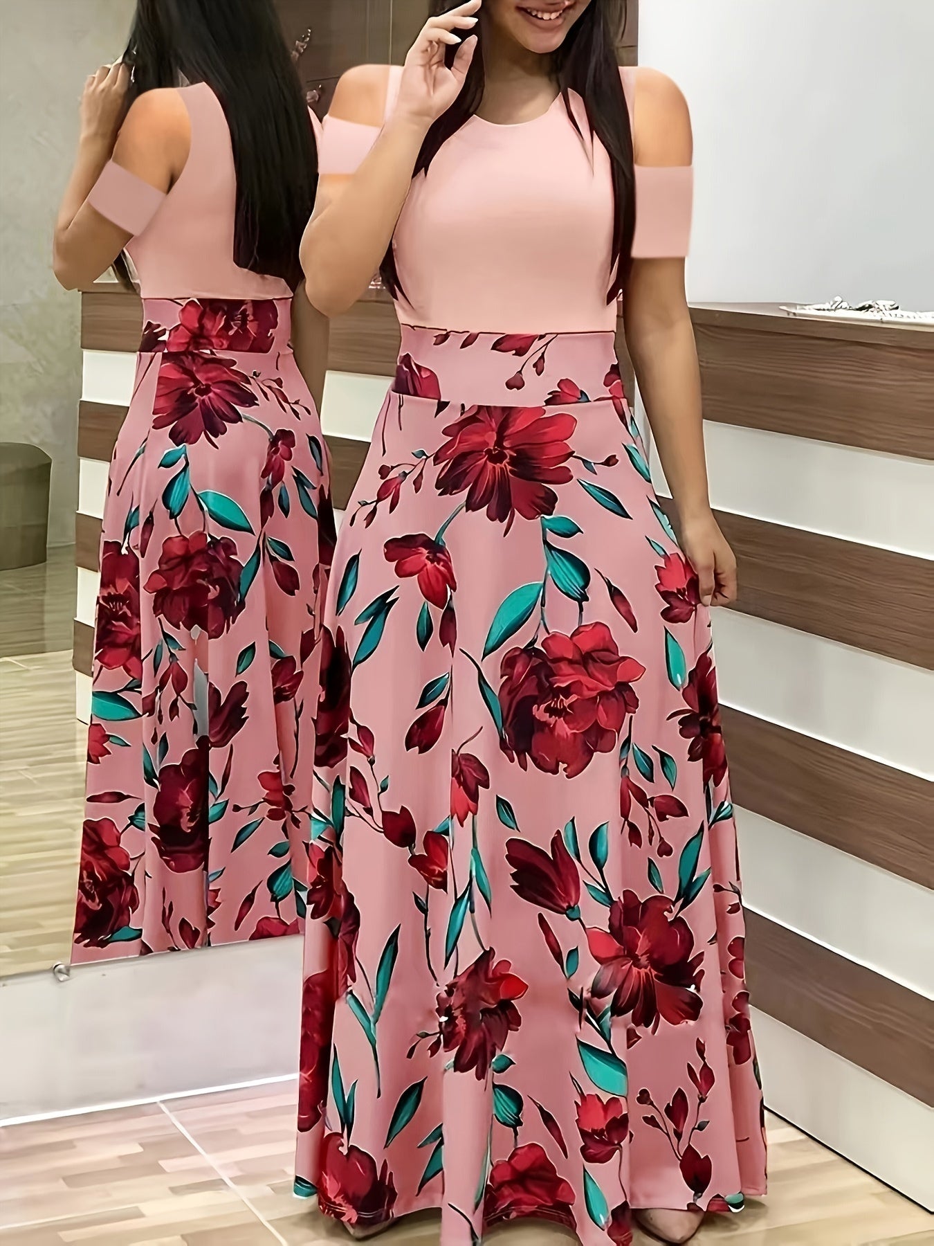 Floral Print Maxi Dress